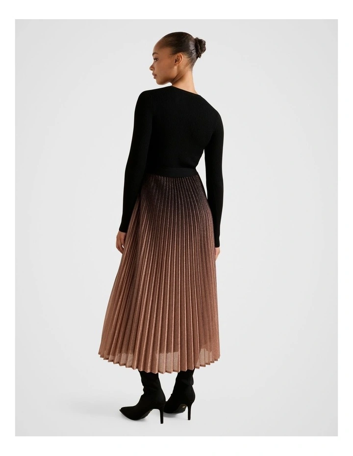 Celina Ombre Metallic Midi Dress in Black image 2