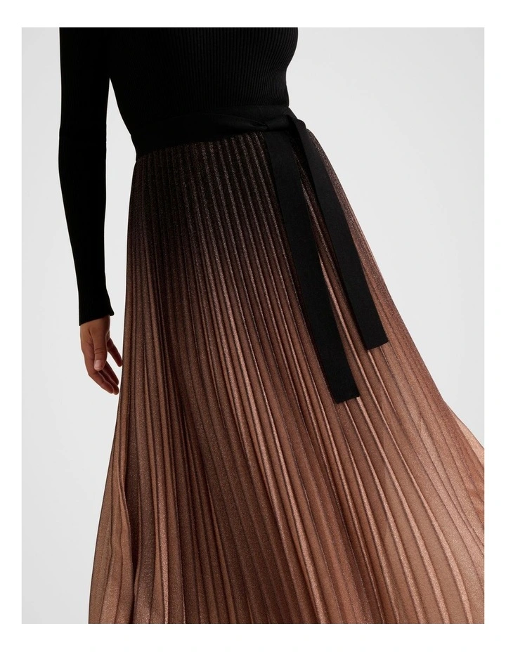 Celina Ombre Metallic Midi Dress in Black image 4