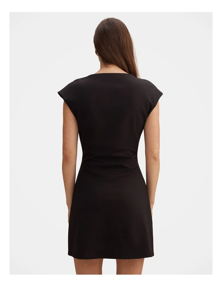 Carly Sleeveless Tuck Mini Dress in Black image 2