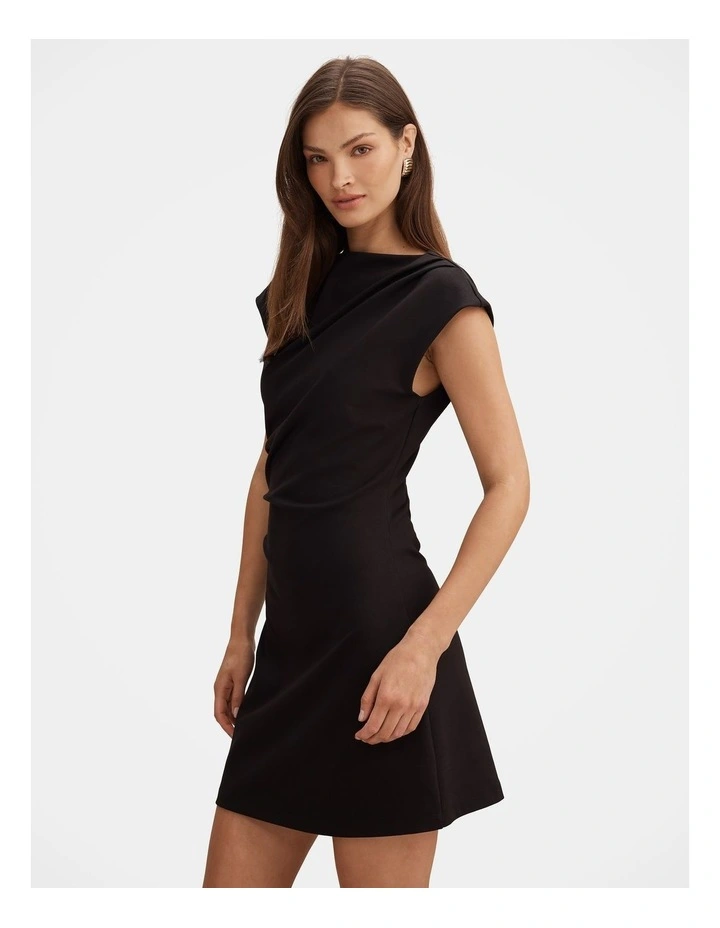 Carly Sleeveless Tuck Mini Dress in Black image 3