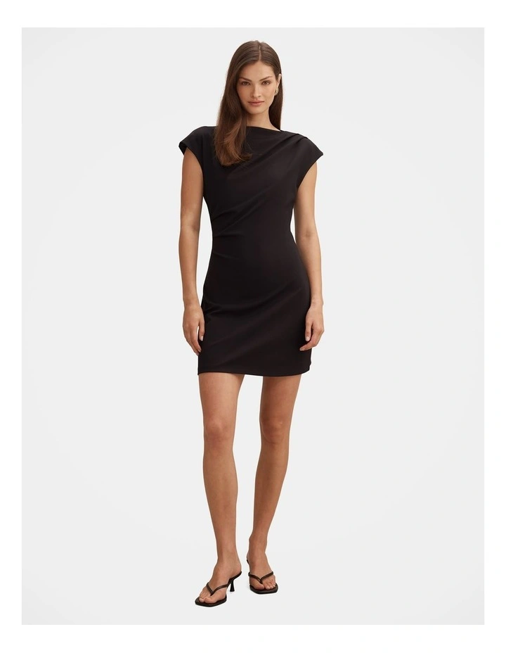 Carly Sleeveless Tuck Mini Dress in Black image 5