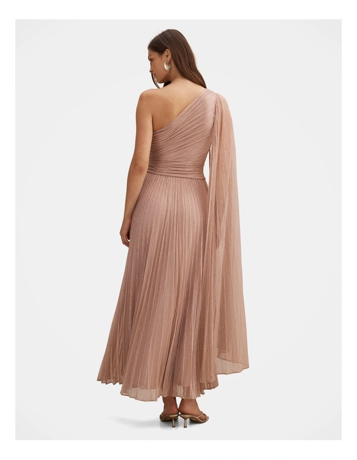 Samara One Shoulder Plisse Maxi Dress in Pink image 2