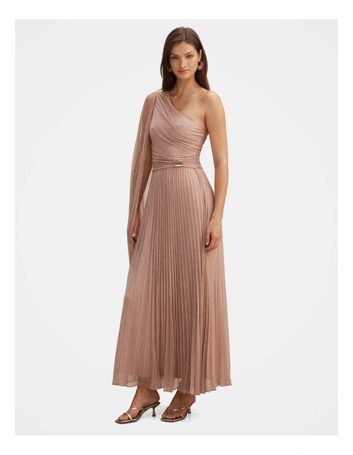 Samara One Shoulder Plisse Maxi Dress in Pink image 3