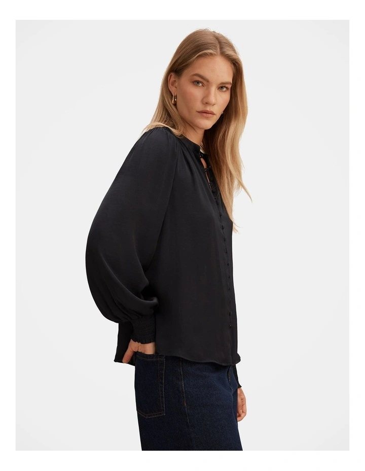 Savannah Button Up Blouse in Navy image 3