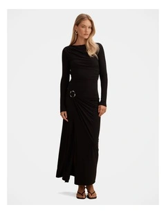 Kingsley Hardware Jersey Midi Dress in Black