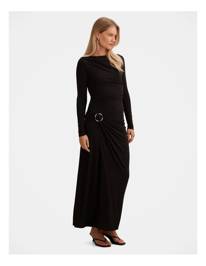 Kingsley Hardware Jersey Midi Dress in Black image 3