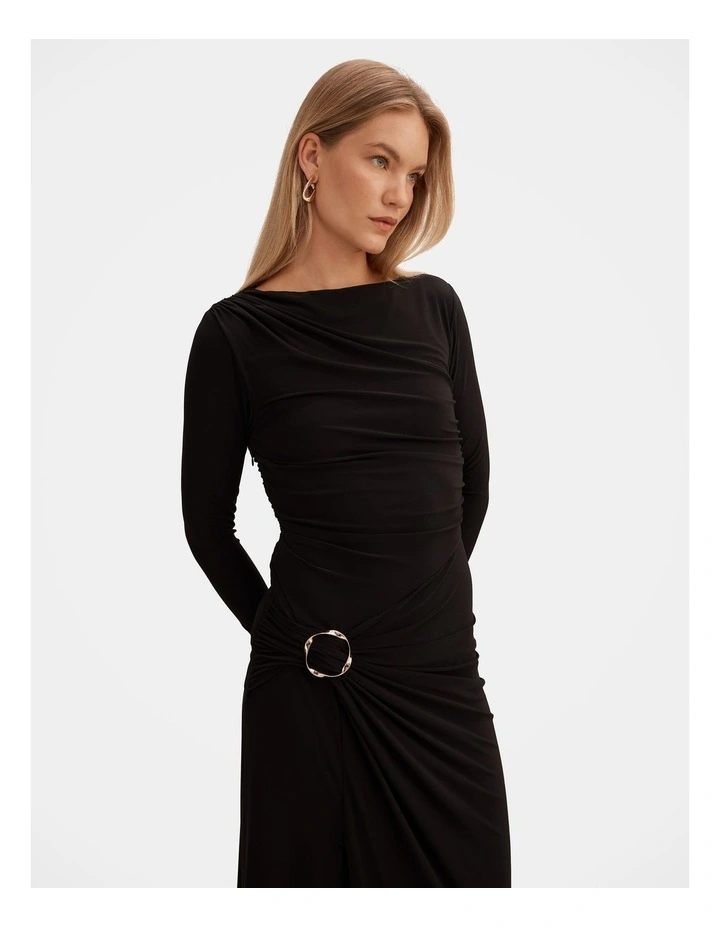 Kingsley Hardware Jersey Midi Dress in Black image 4