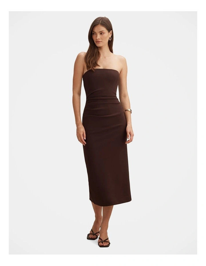 Betty Strapless Bodycon Dress in Chocolate image 1