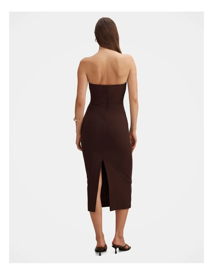 Betty Strapless Bodycon Dress in Chocolate image 2