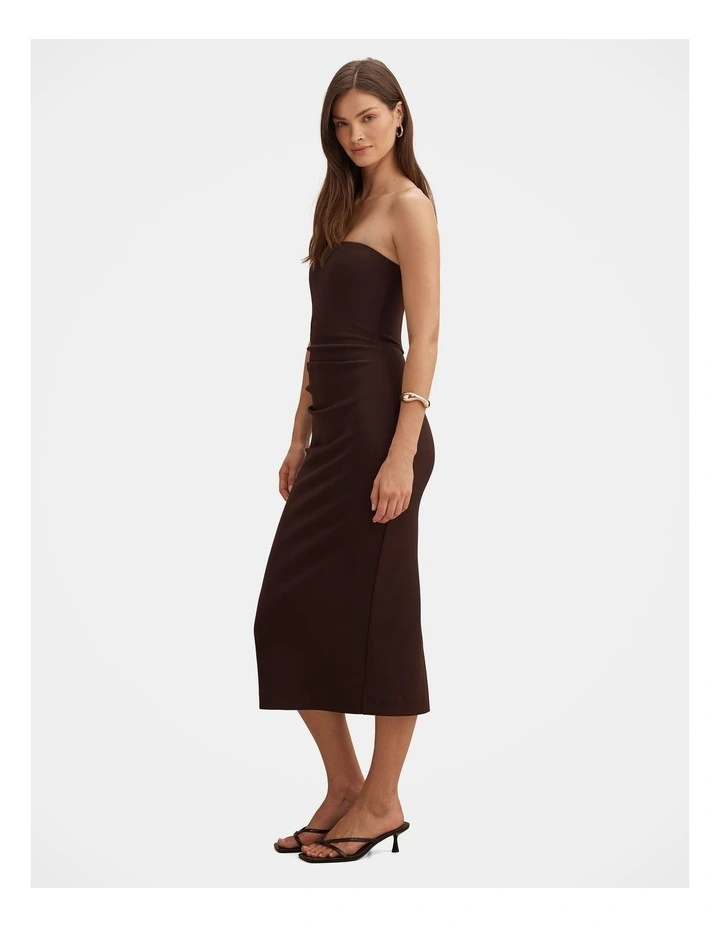 Betty Strapless Bodycon Dress in Chocolate image 3