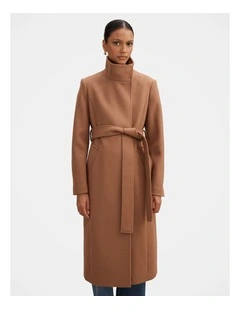 Phoebe Funnel Neck Coat in Brown