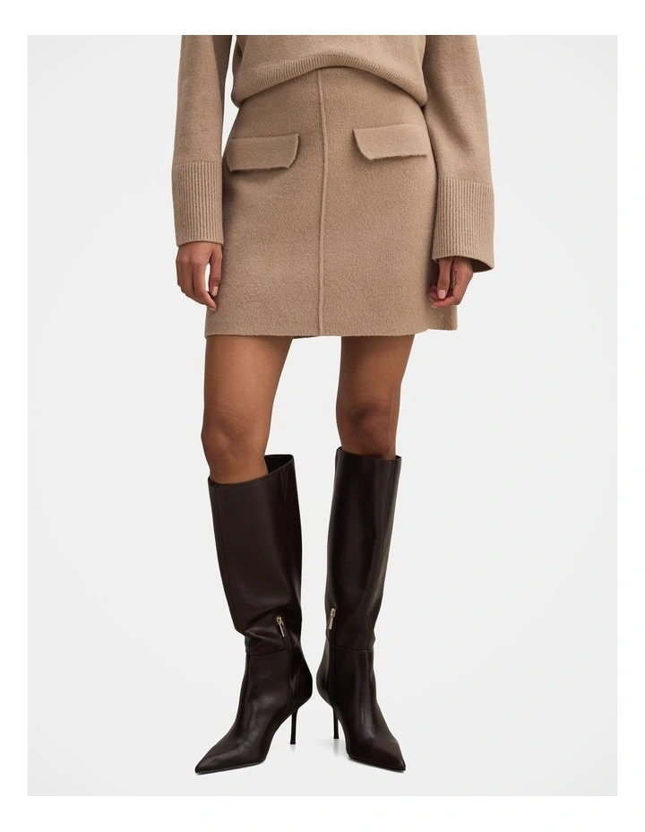Natalie Knitted Mini Skirt in Brown image 1