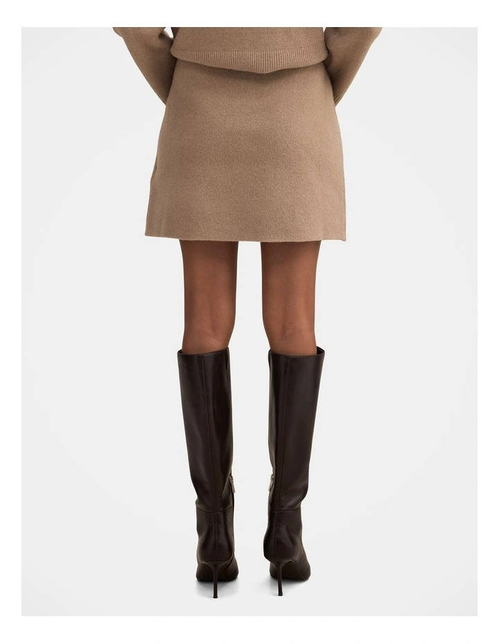 Natalie Knitted Mini Skirt in Brown image 2
