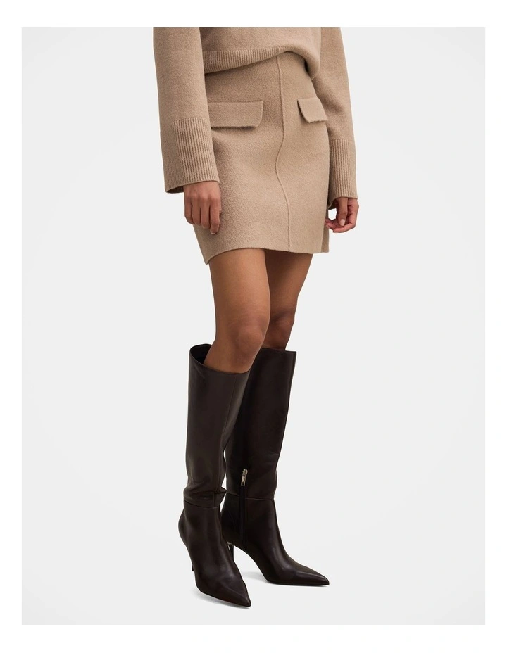 Natalie Knitted Mini Skirt in Brown image 3