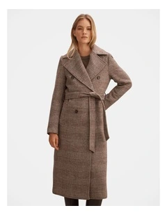 Charlie Check Coat in Brown