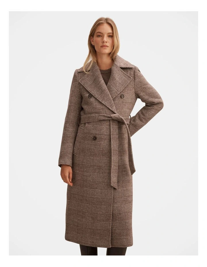 Charlie Check Coat in Brown image 1