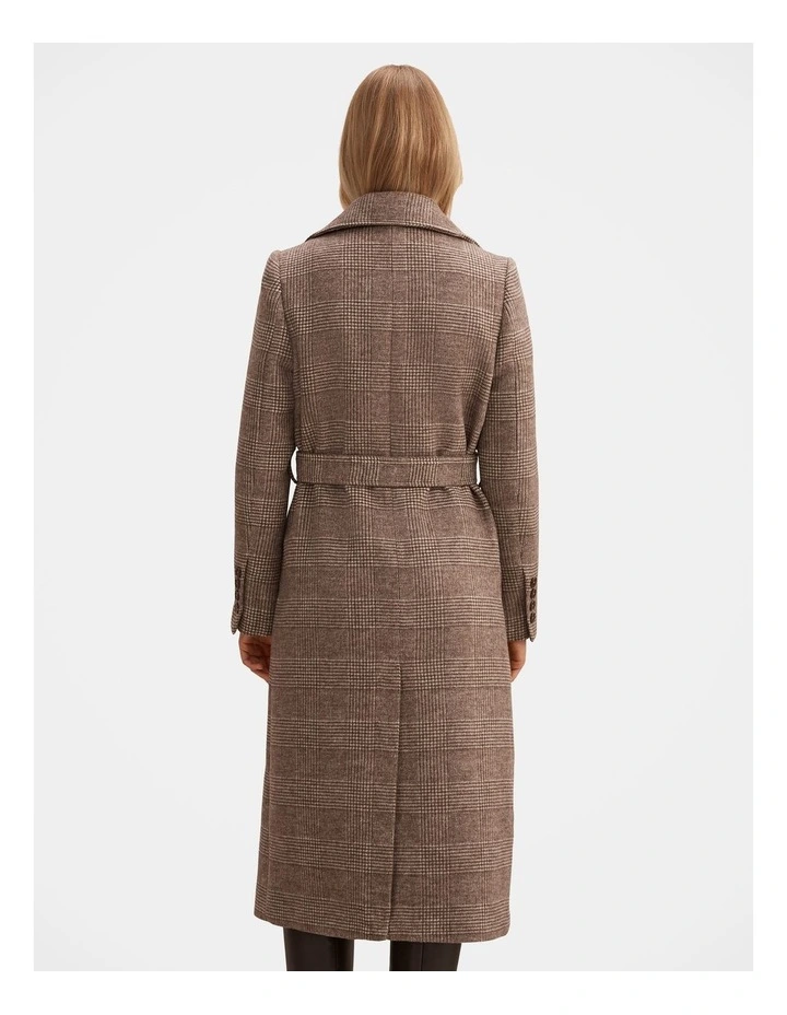 Charlie Check Coat in Brown image 2