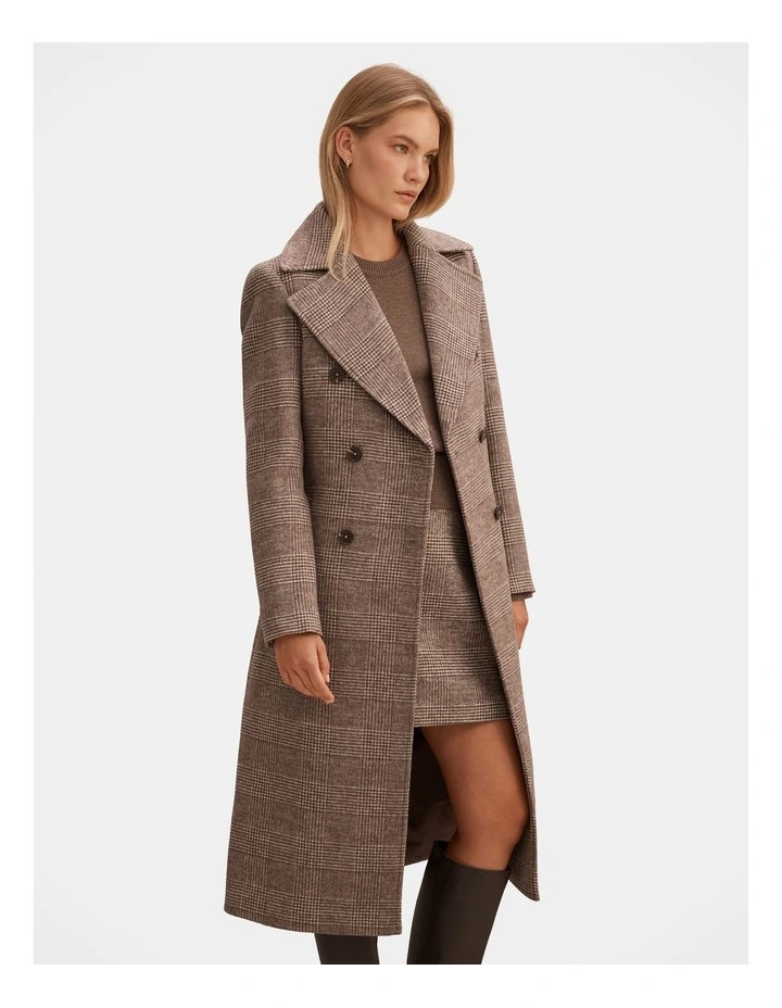 Charlie Check Coat in Brown image 3