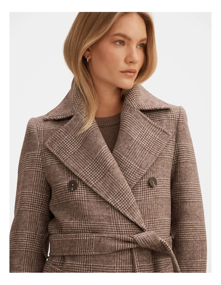 Charlie Check Coat in Brown image 4