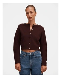 Karla Sculpt Sleeves Cardigan in Chocolate