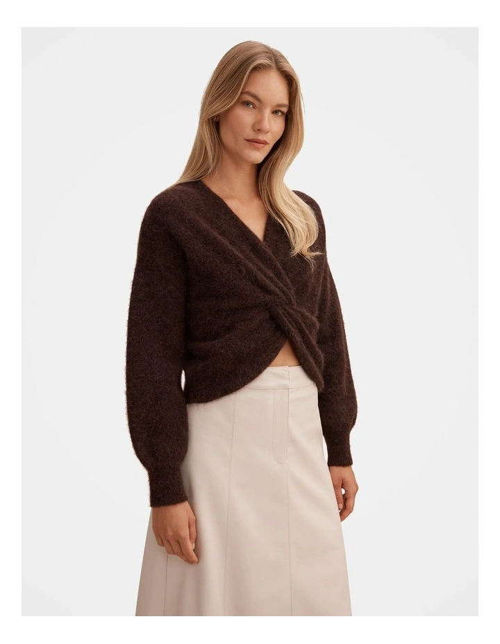 Arianne Twist Front Sweater in Brown image 3