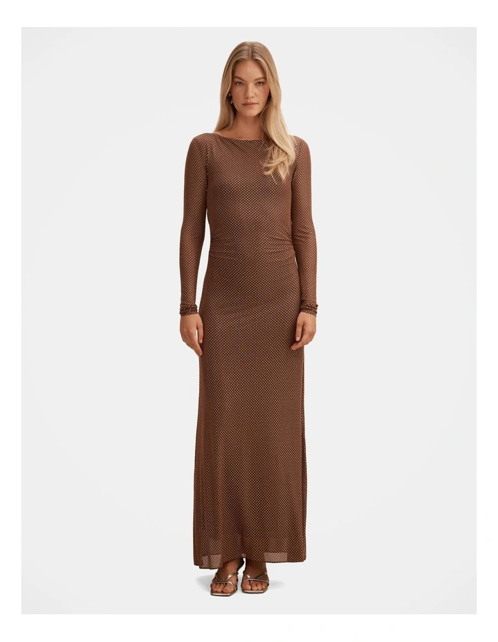 Wren Cowl Back Maxi Dress in Brown image 1