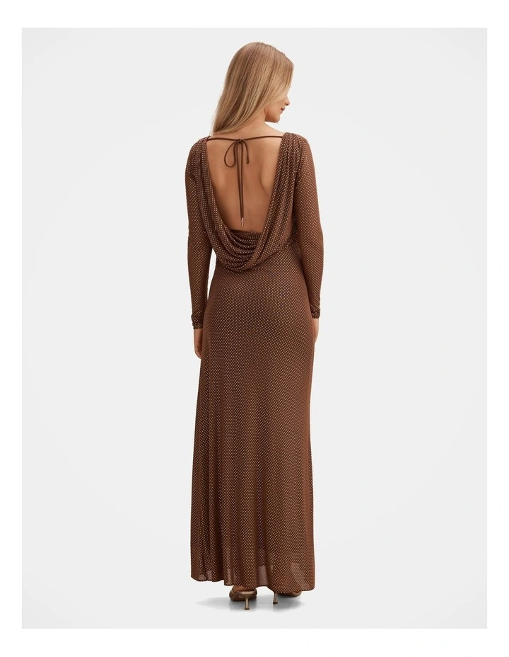 Wren Cowl Back Maxi Dress in Brown image 2
