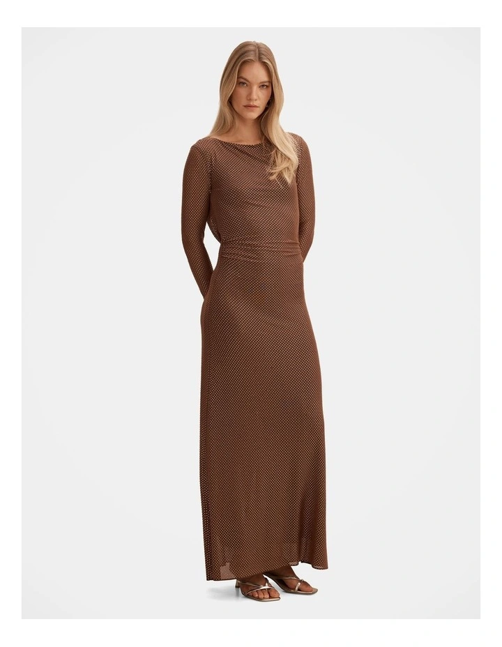 Wren Cowl Back Maxi Dress in Brown image 3