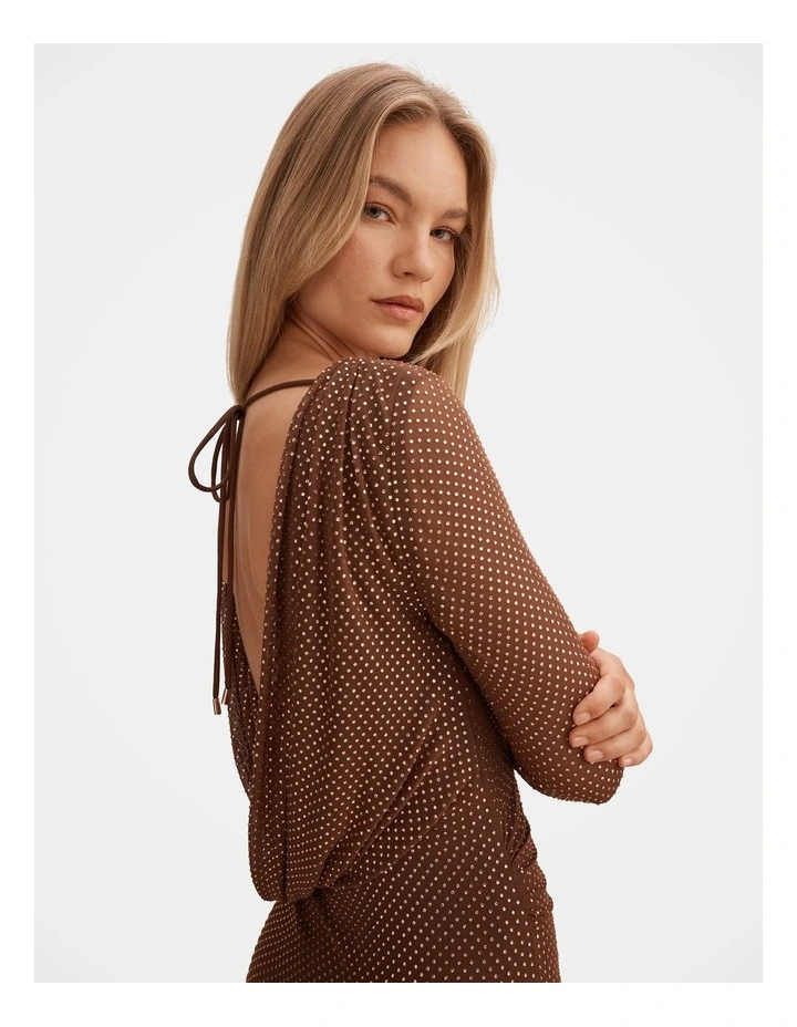 Wren Cowl Back Maxi Dress in Brown image 4