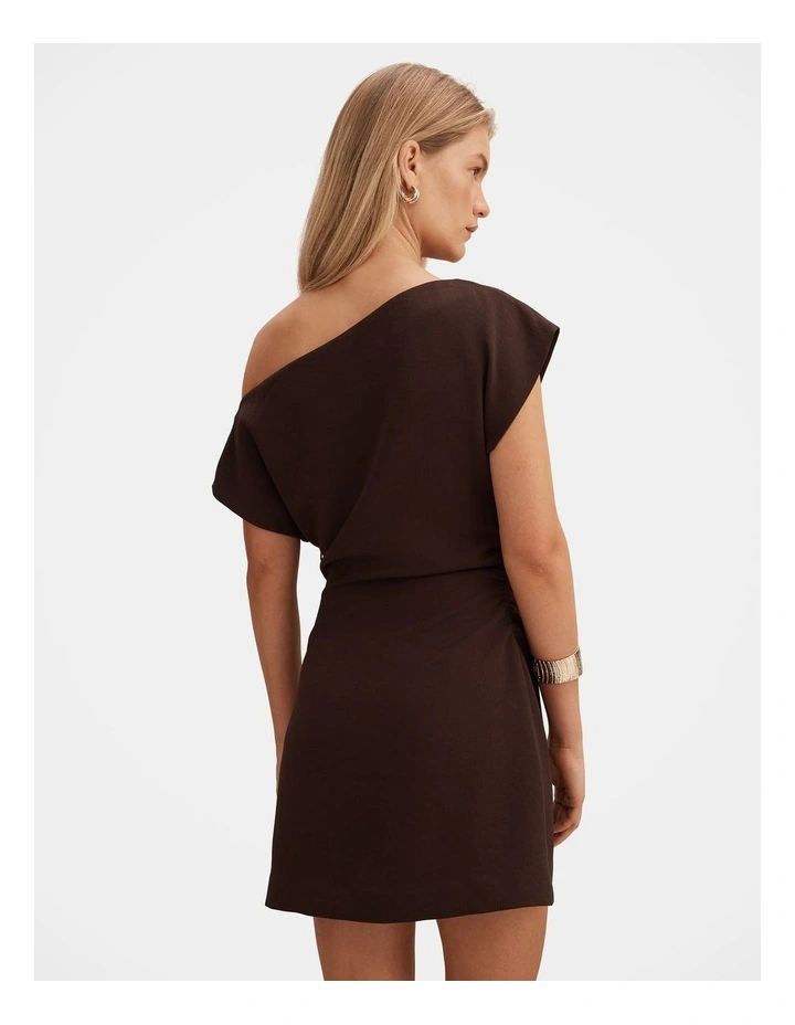 Danielle Asymmetrical Mini Dress in Brown image 2
