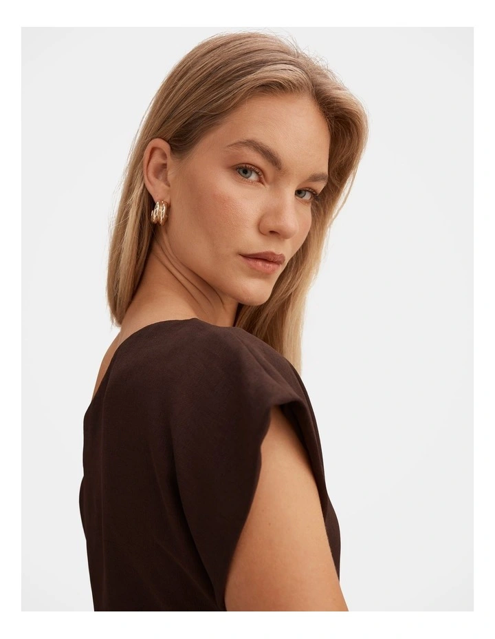 Danielle Asymmetrical Mini Dress in Brown image 4