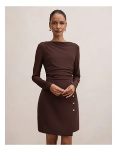 Isadora 2-in-1 Tailored Mini Dress in Brown