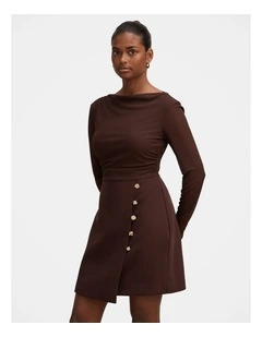 Isadora 2-in-1 Tailored Mini Dress in Brown