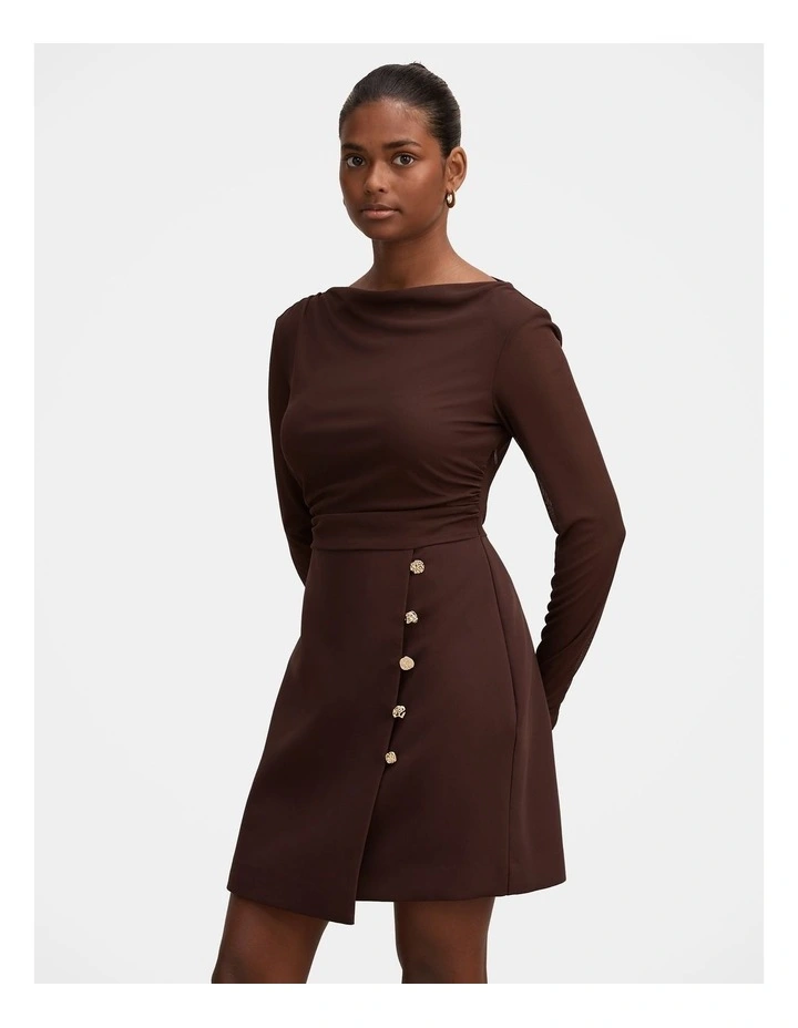 Isadora 2-in-1 Tailored Mini Dress in Brown image 1