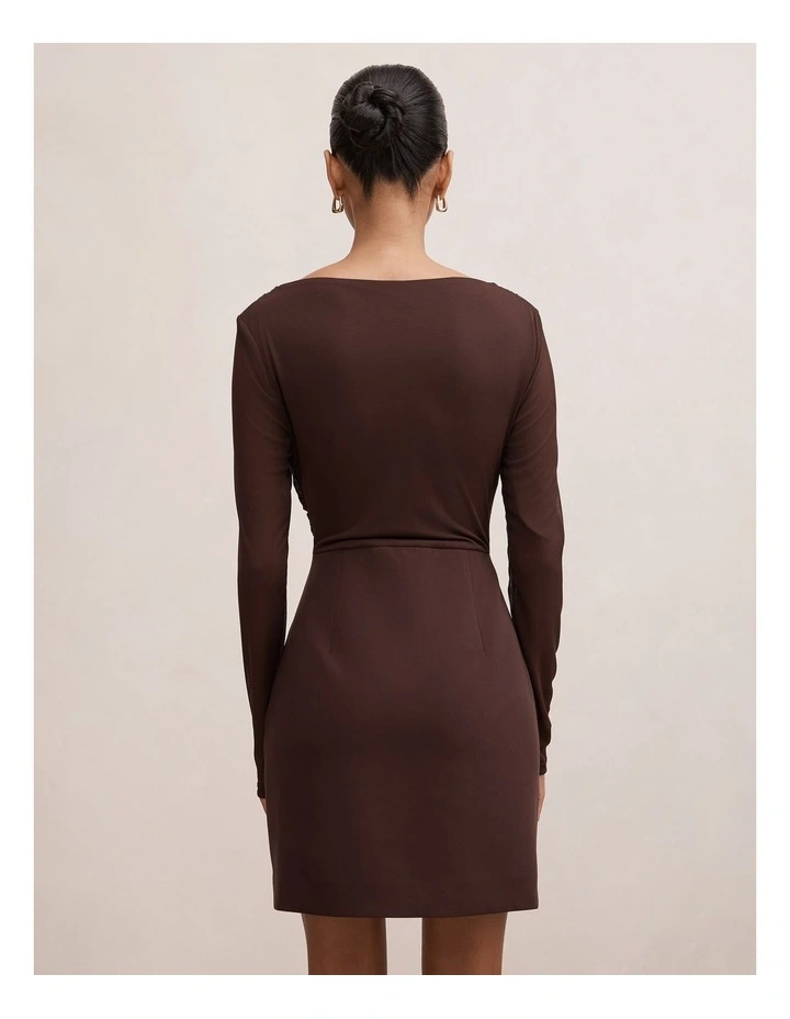 Isadora 2-in-1 Tailored Mini Dress in Brown image 2