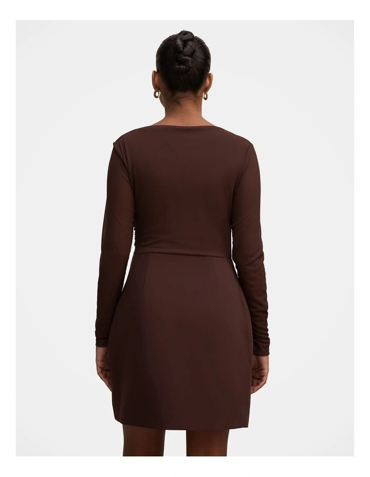 Isadora 2-in-1 Tailored Mini Dress in Brown image 2