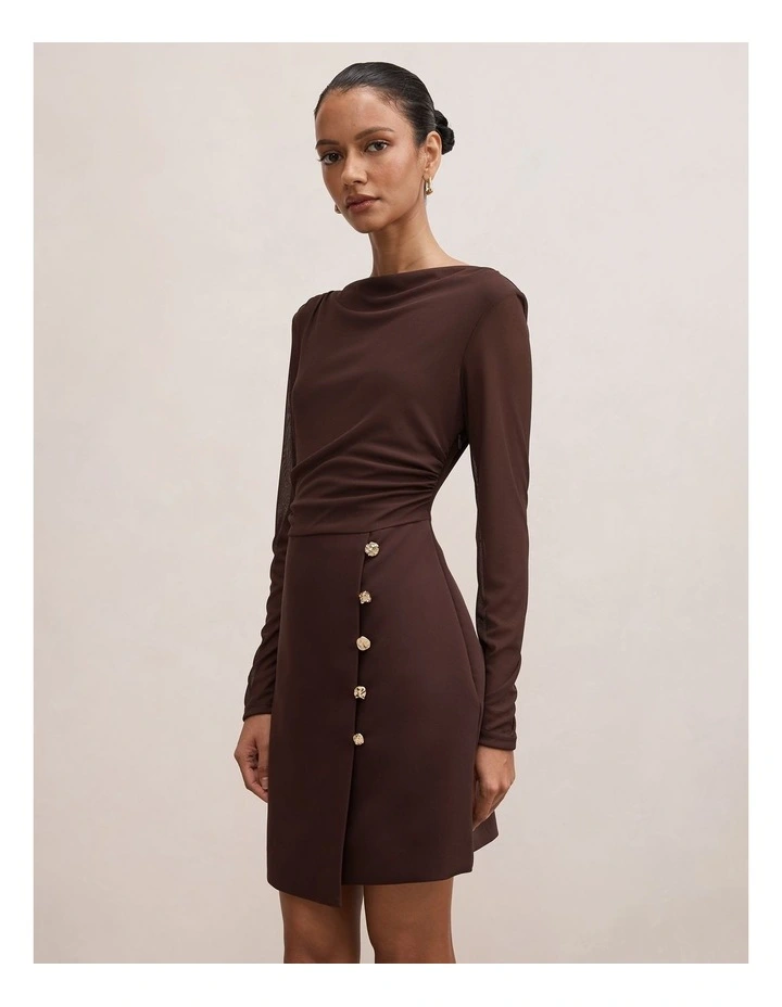 Isadora 2-in-1 Tailored Mini Dress in Brown image 3
