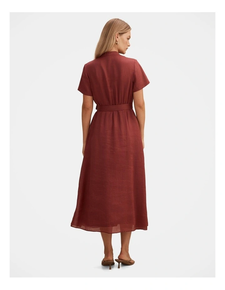Therese Short Sleeves Midi Dress in Red image 2