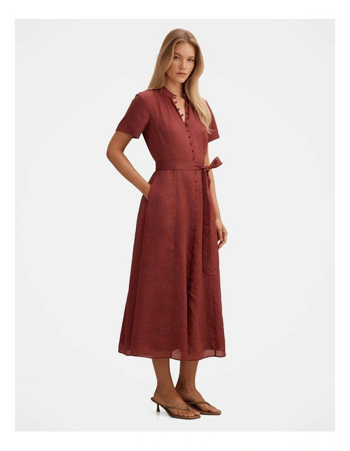 Therese Short Sleeves Midi Dress in Red image 3