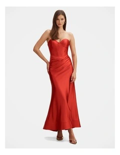 Elodie Strapless Corset Gown in Red