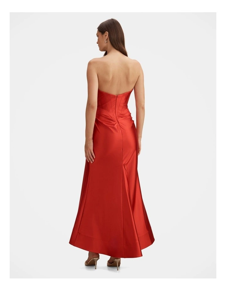 Elodie Strapless Corset Gown in Red image 2