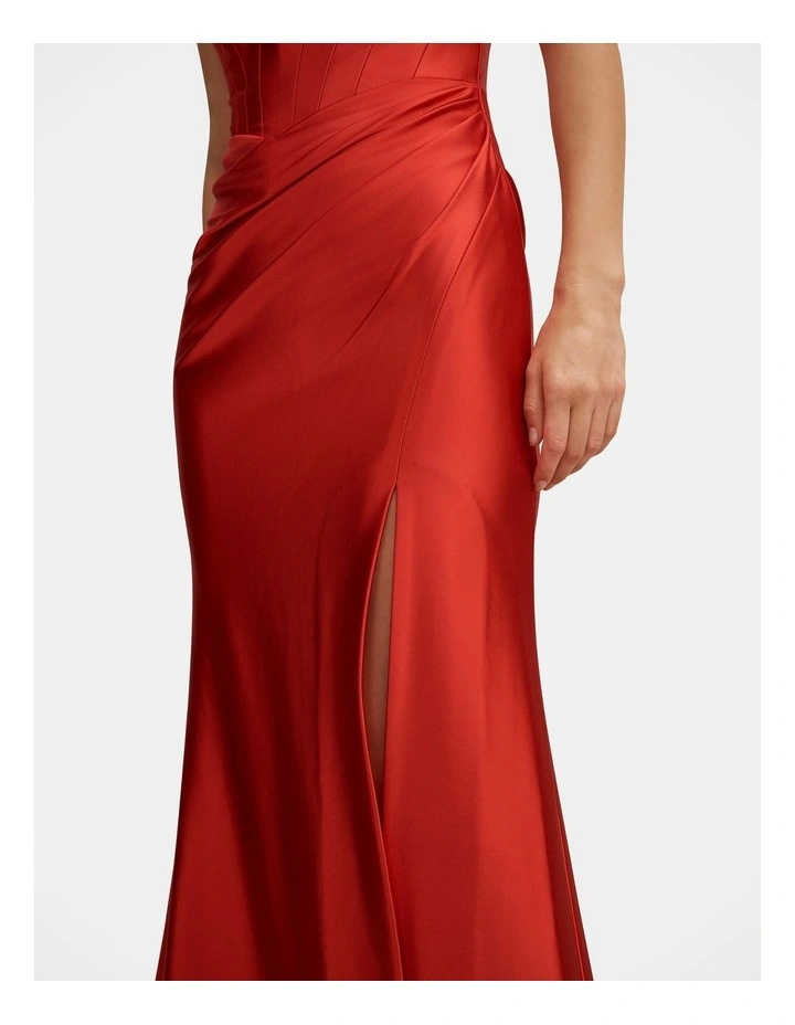 Elodie Strapless Corset Gown in Red image 4