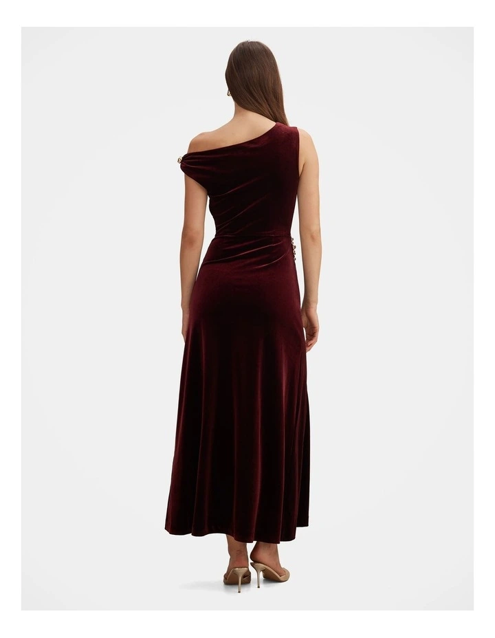 Winslet Off Shoulder Velvet Gown in Red image 2