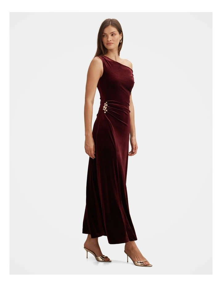 Winslet Off Shoulder Velvet Gown in Red image 3