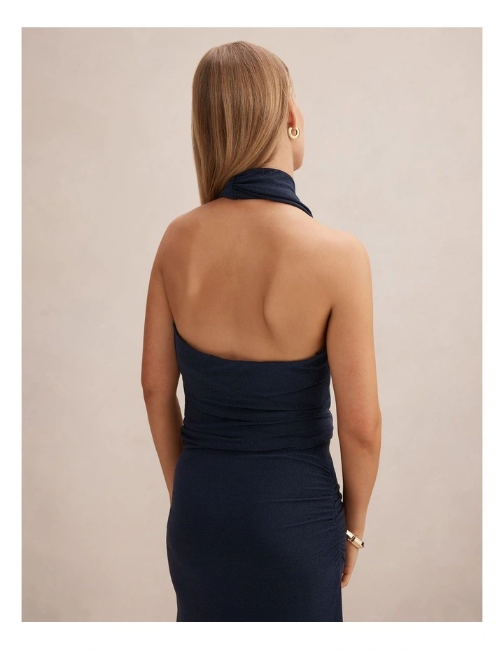 Gianna Wrap Halter Neck Top in Blue image 2