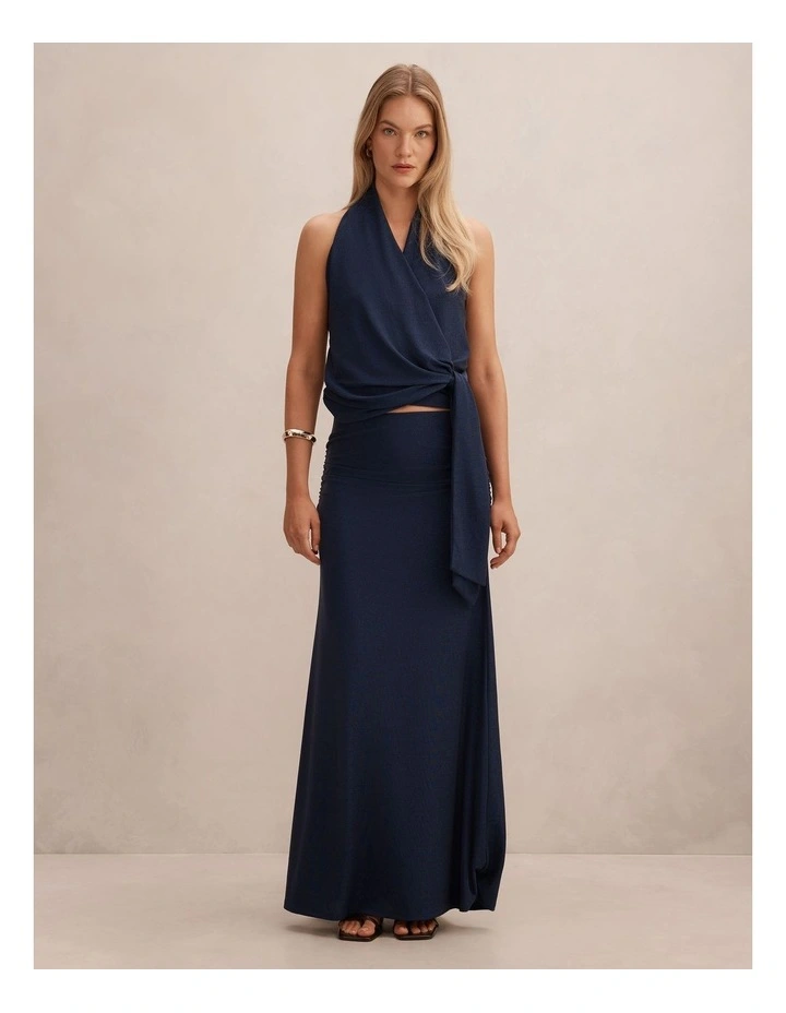 Gianna Wrap Halter Neck Top in Blue image 5
