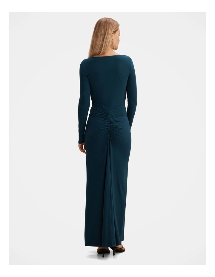Avery Ruched Jersey Maxi Dress in Blue image 2