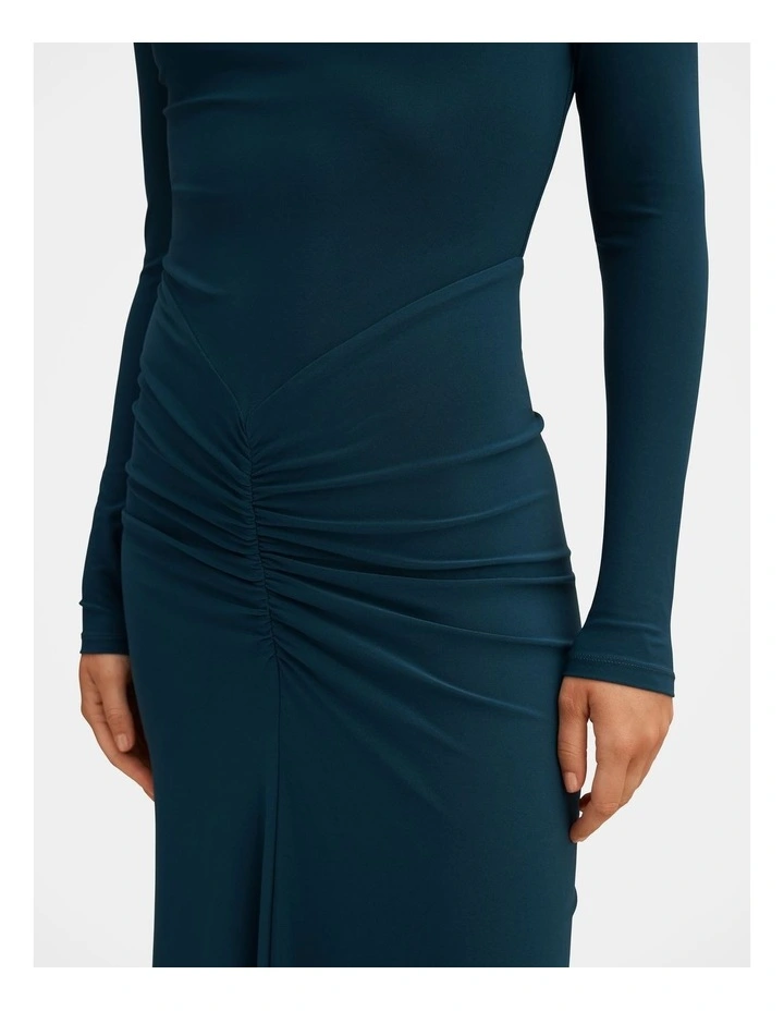 Avery Ruched Jersey Maxi Dress in Blue image 4