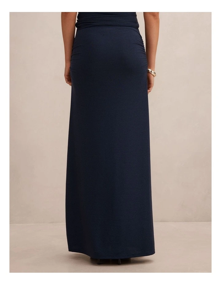 Matilda Metallic Flute Maxi Skirt in Blue image 2