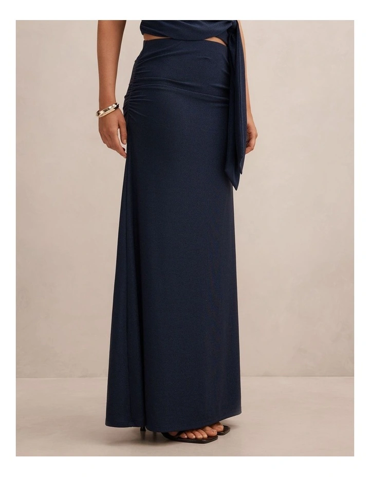 Matilda Metallic Flute Maxi Skirt in Blue image 3